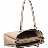 Schultertasche aus taupefarbenem veganem Leder