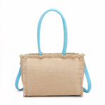 Borsa a Mano in Woven Straw Blu