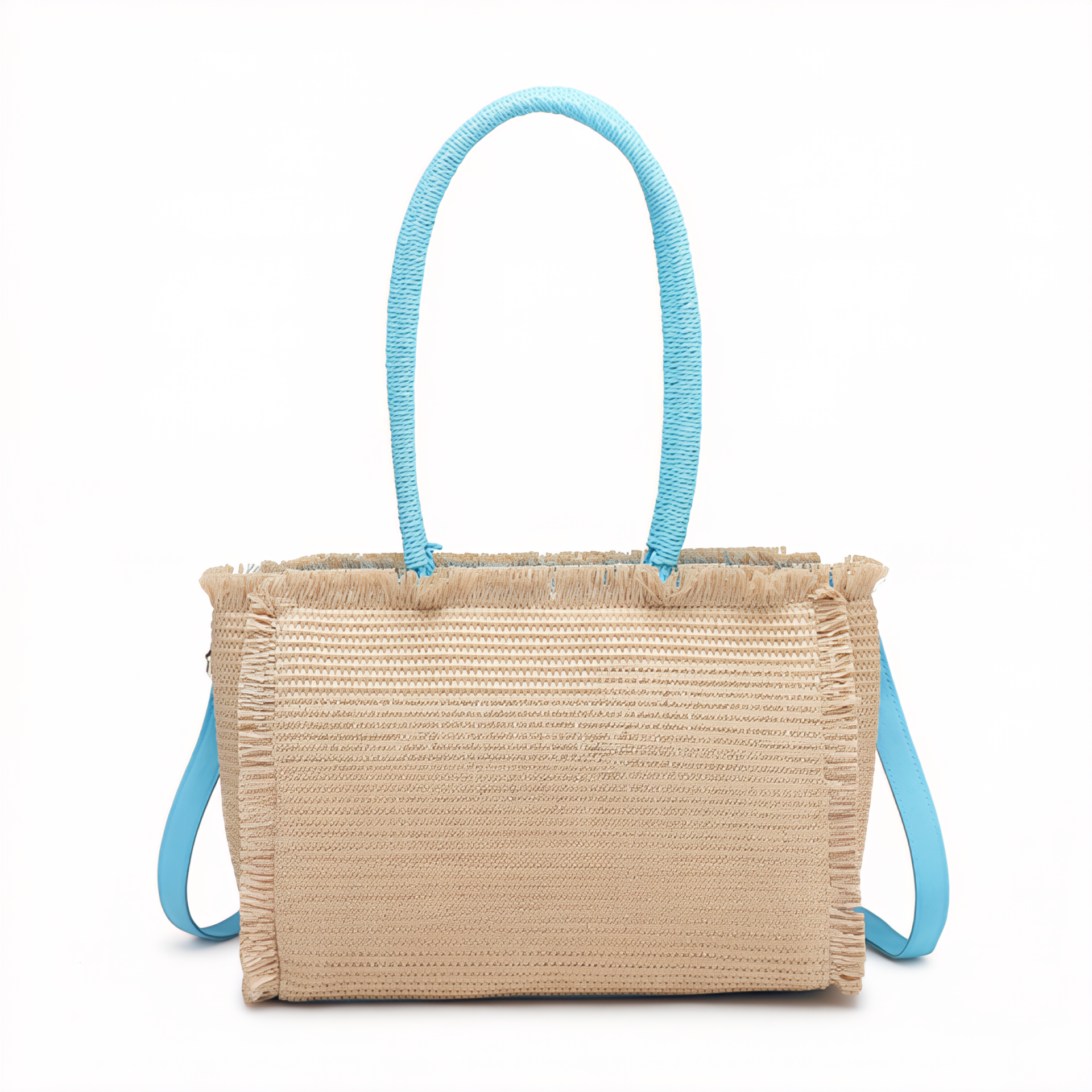 Borsa a Mano in Woven Straw Blu