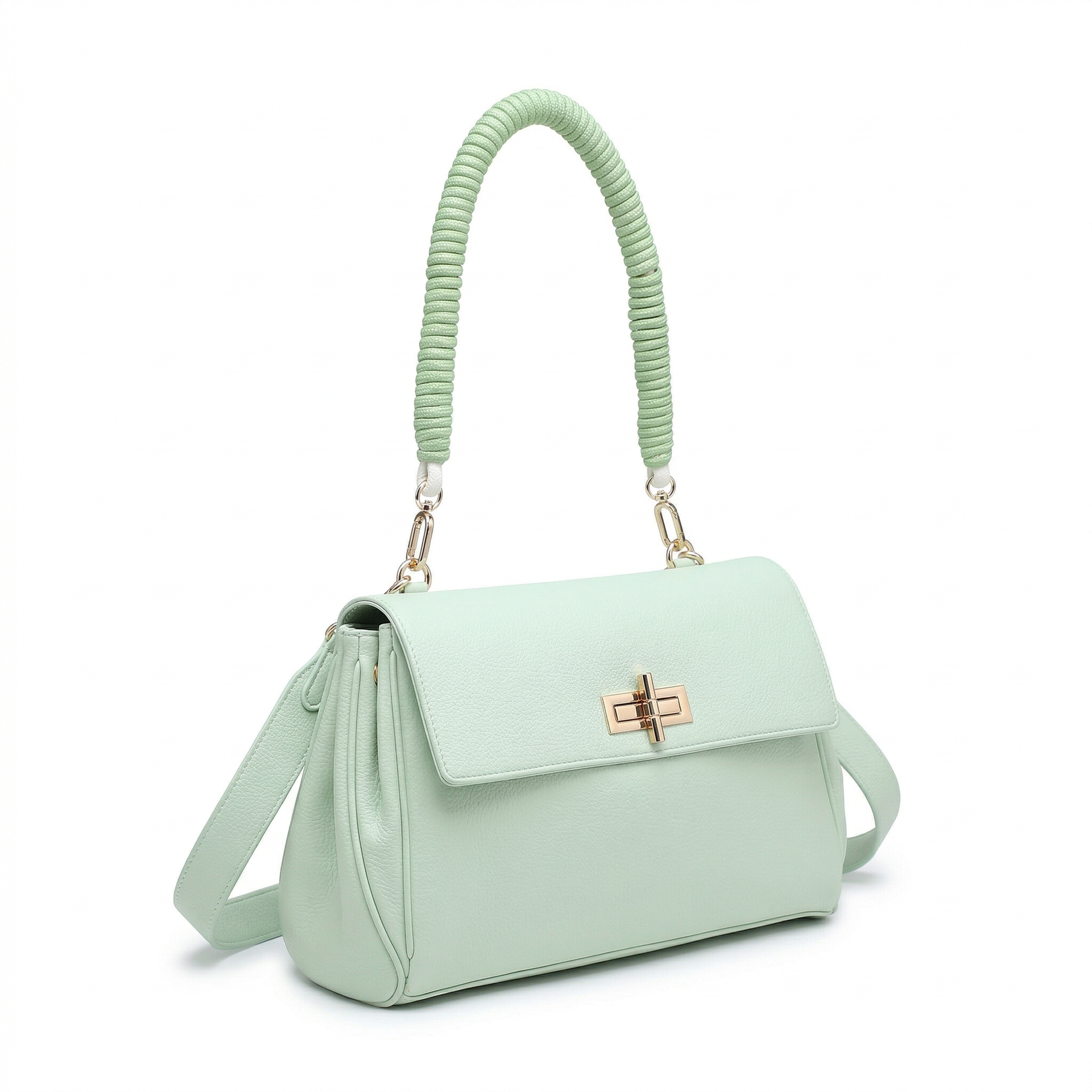 Borsa a Mano in Polyurethane Verde