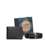 Set Portafoglio e Cintura in Vera Pelle Nero