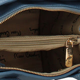 Borsa a Mano in Vera Pelle Blu Jeans