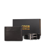 Set Portafoglio e Cintura in Vera Pelle Nero