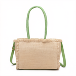 Borsa a Mano in Woven Straw Verde