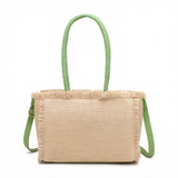 Borsa a Mano in Woven Straw Verde