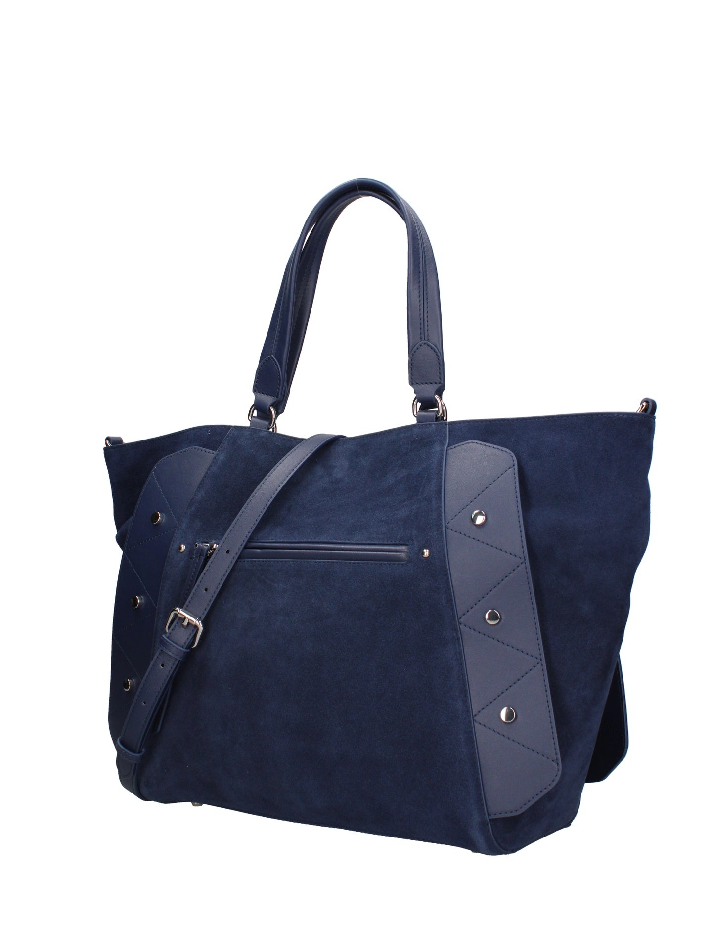 Borsa a Mano in Vera Pelle Blu Jeans