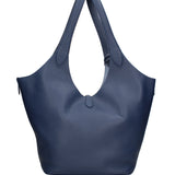 Borsa a Mano in Vera Pelle Blu Jeans