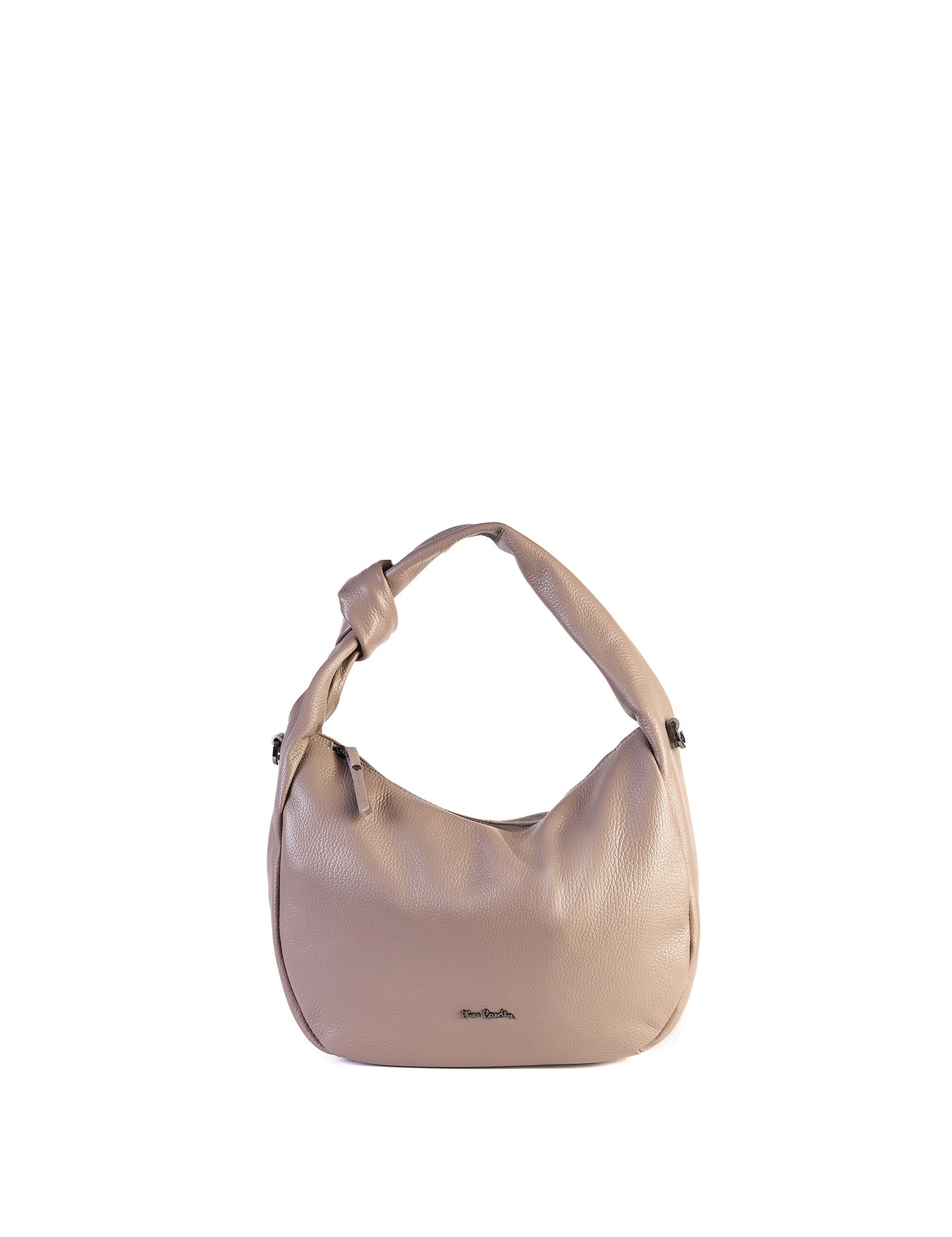 Borsa a Spalla in Vera Pelle Taupe Pierre Cardin