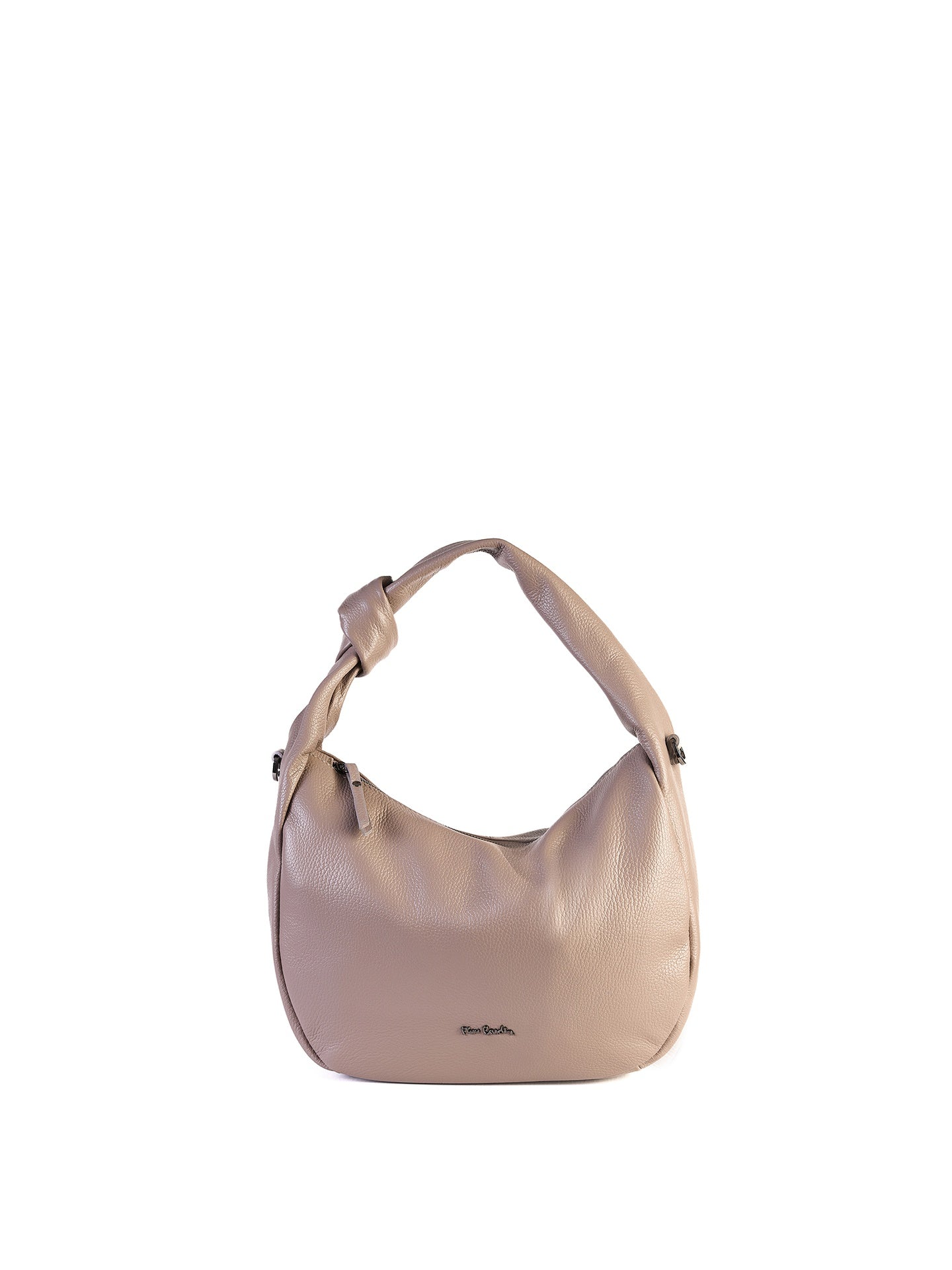 Borsa a Spalla in Vera Pelle Taupe Pierre Cardin