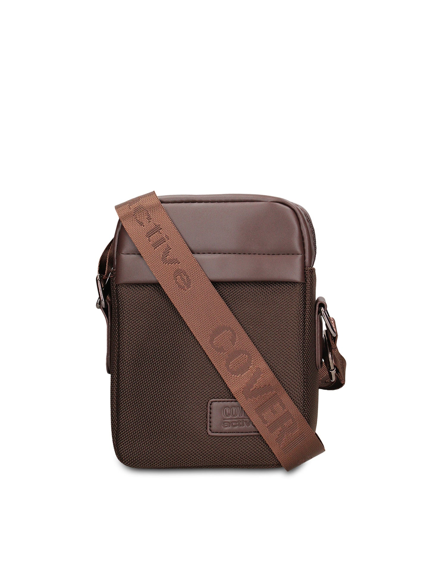 Borsa a Tracolla in 100% Pu Vegan Leather Marrone Scuro