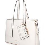 Bolso de compras de piel vegana blanca