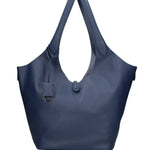 Borsa a Mano in Vera Pelle Blu Jeans Chiara Ferretti