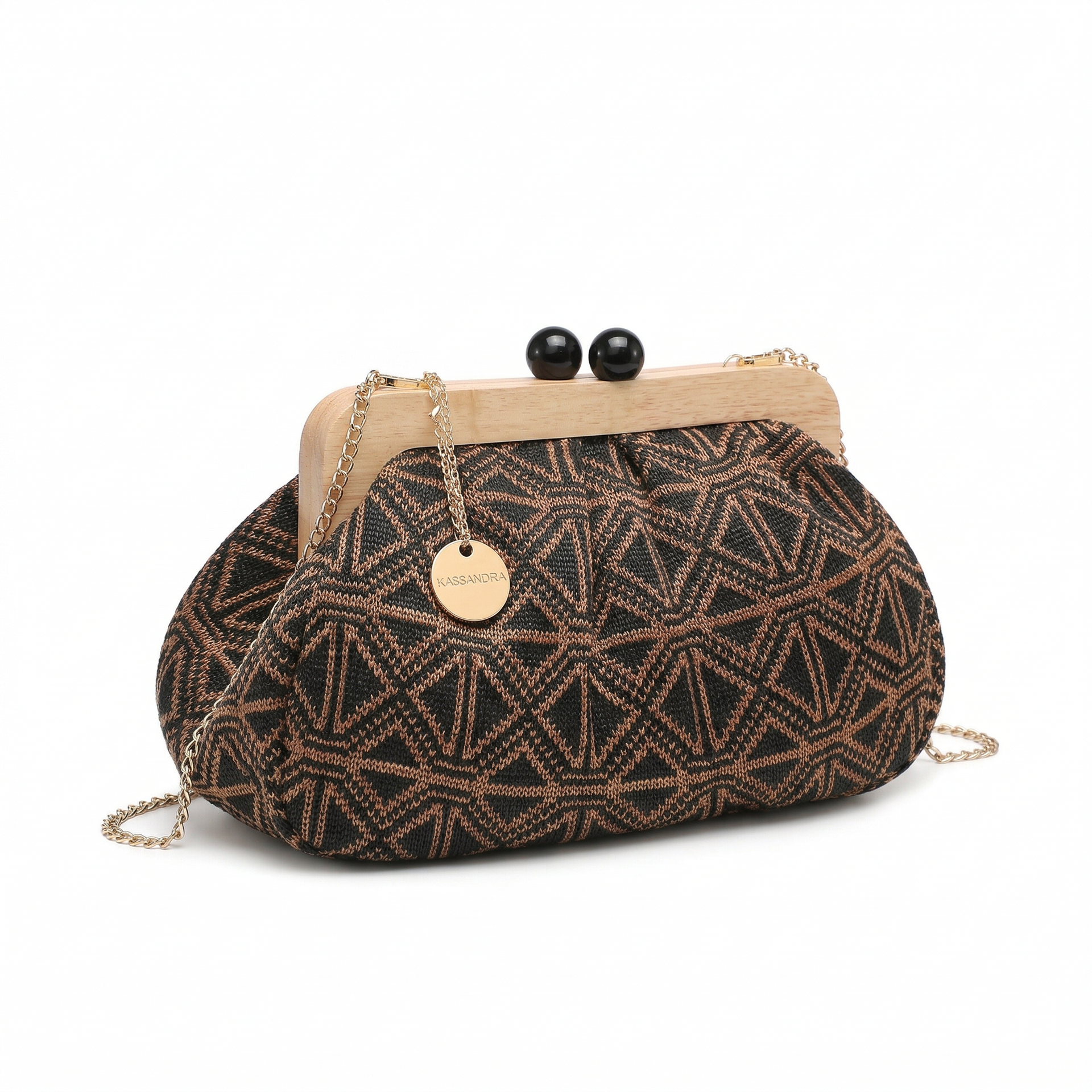 Bolso de hombro de poliéster marrón