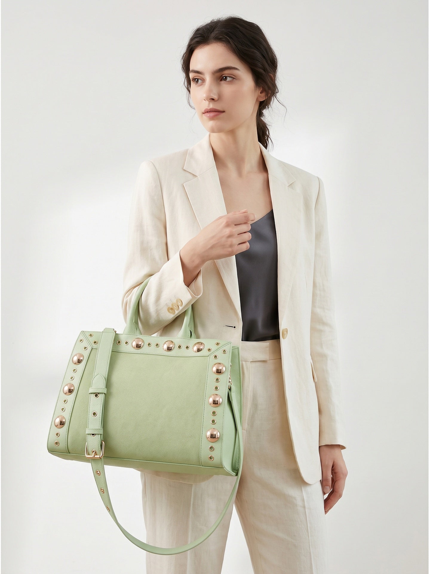 Borsa Shopper in Pelle Vegana Verde