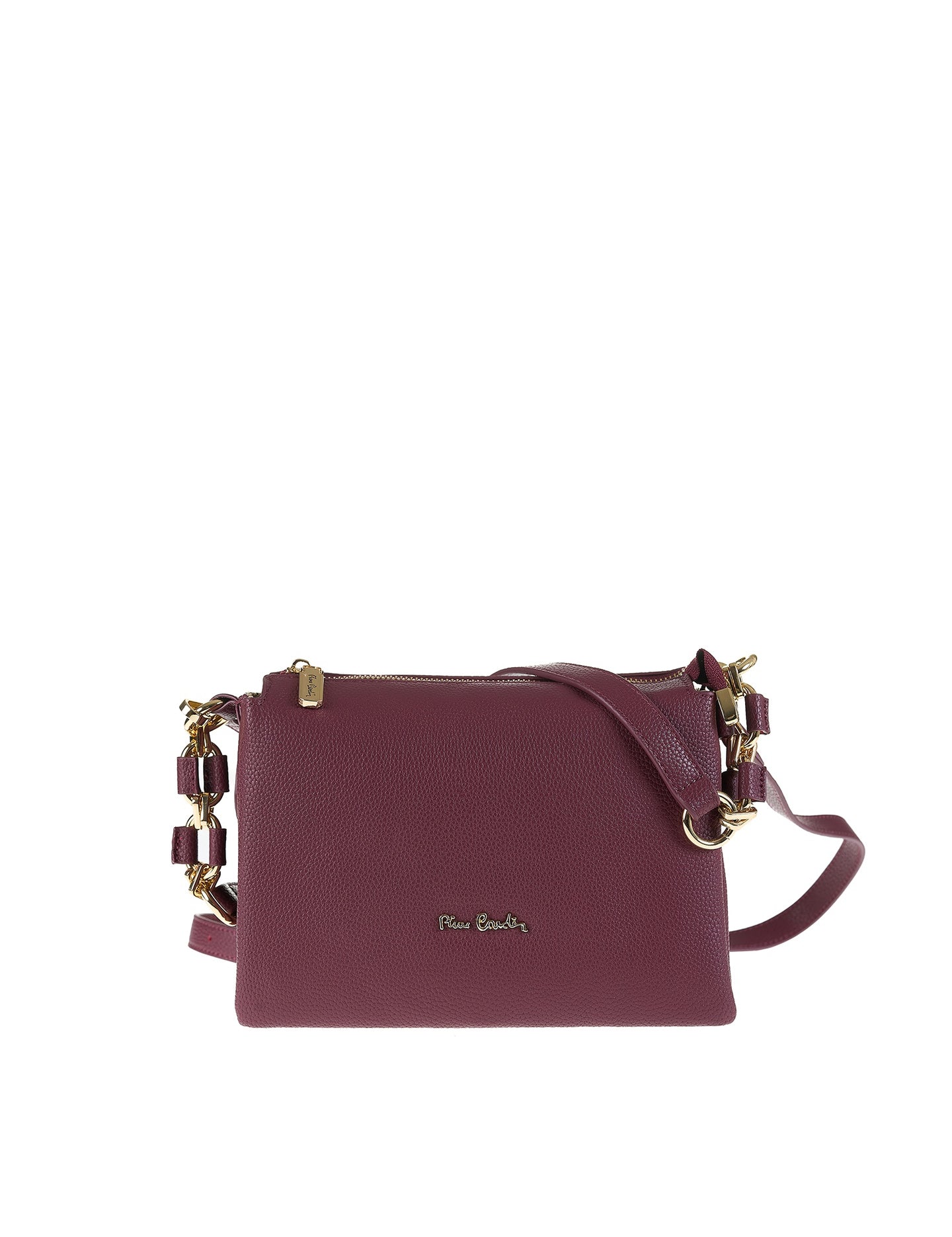 Borsa a Spalla in Vera Pelle Bordeaux Pierre Cardin