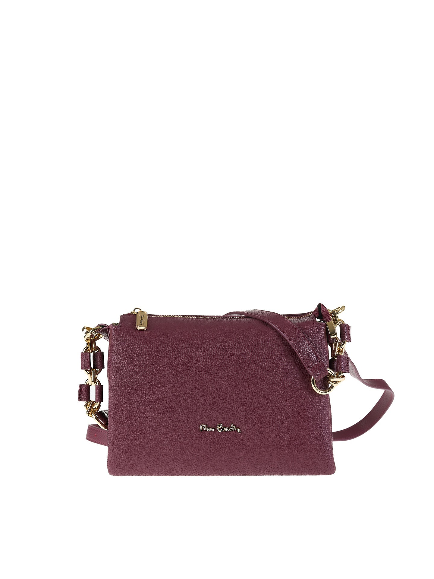 Borsa a Spalla in Vera Pelle Bordeaux Pierre Cardin