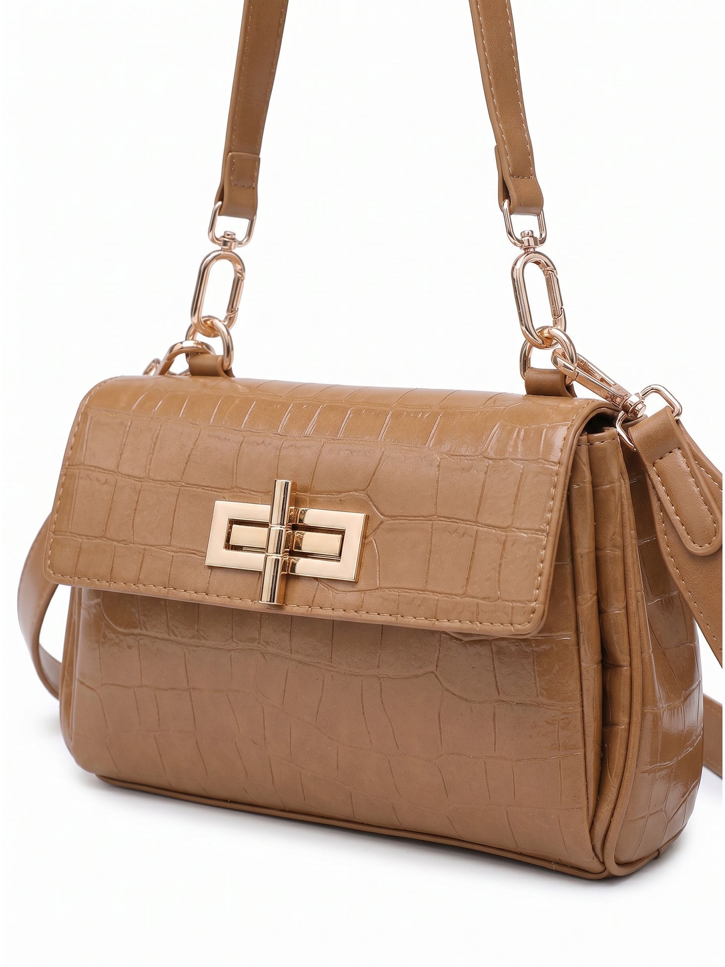 Borsa a Spalla in Pelle Vegana Marrone