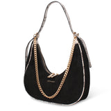Bolso de hombro de piel vegana negra