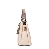 Bolso de mano de piel vegana beige