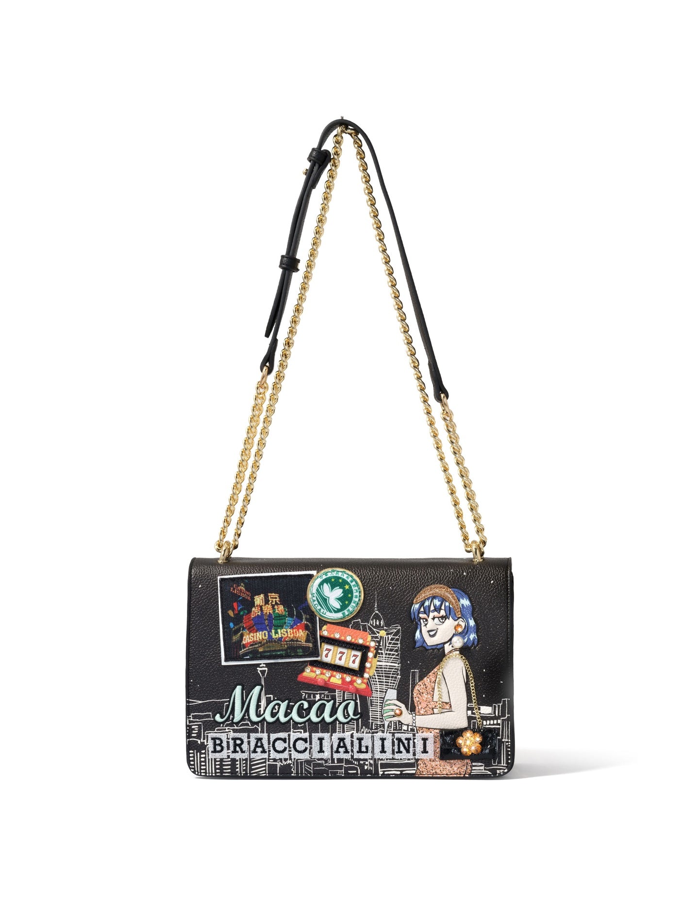 Borsa a Tracolla in Pelle Vegana Multicolore Braccialini
