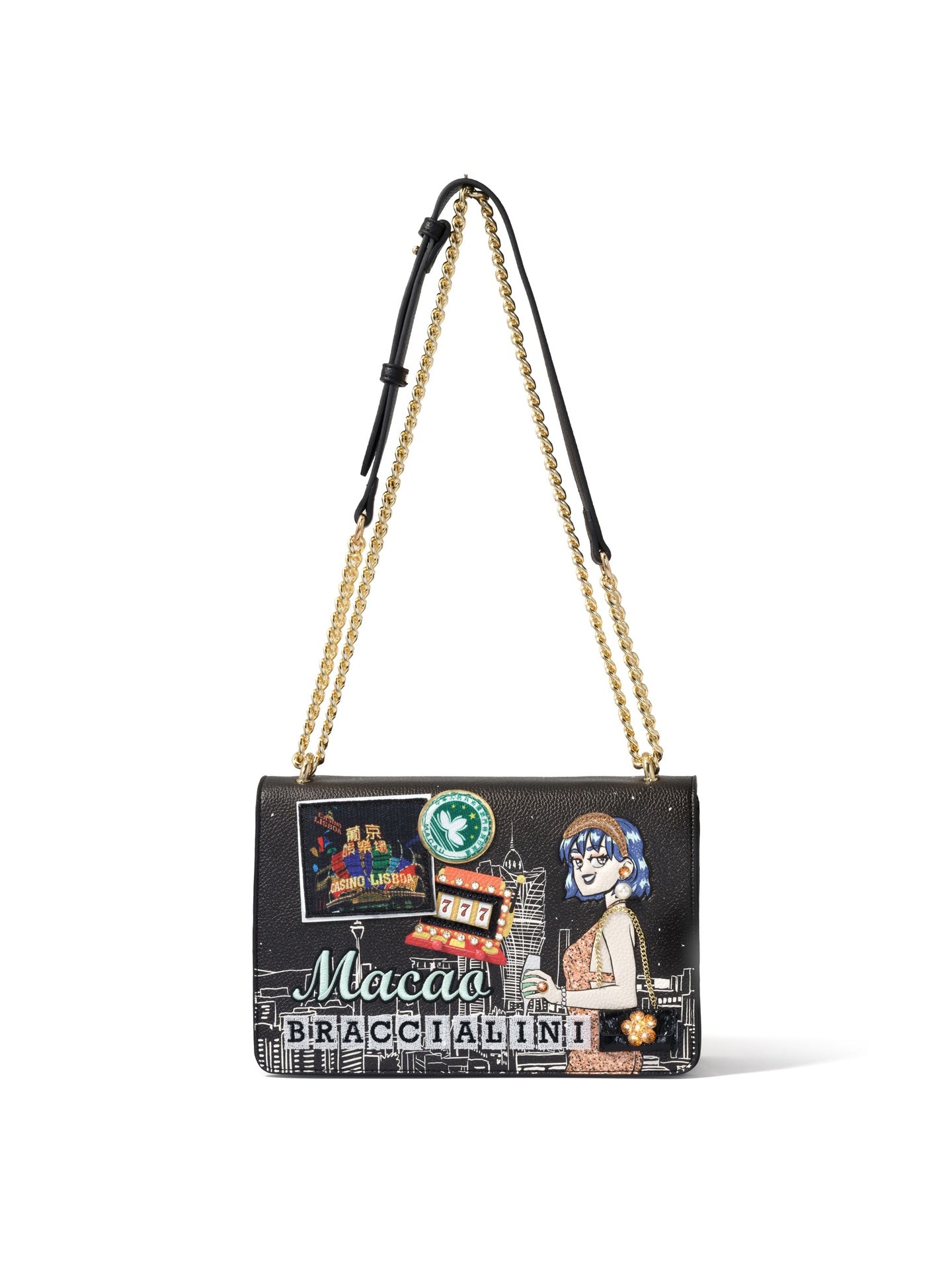 Borsa a Tracolla in Pelle Vegana Multicolore Braccialini