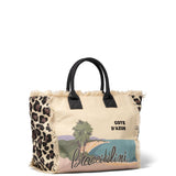 Borsa a Mano in Cotone Multicolore e Nero