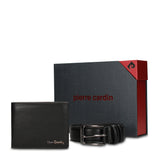 Set Portafoglio e Cintura Uomo in Vera Pelle Nero