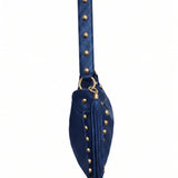 Borsa a Spalla in Dollaro Leather Blu Jeans