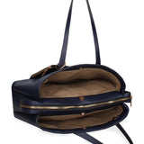 Einkaufstasche aus blauem veganem Leder