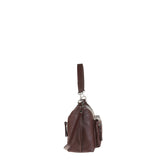 Schultertasche aus echtem Leder in Schokoladenbraun