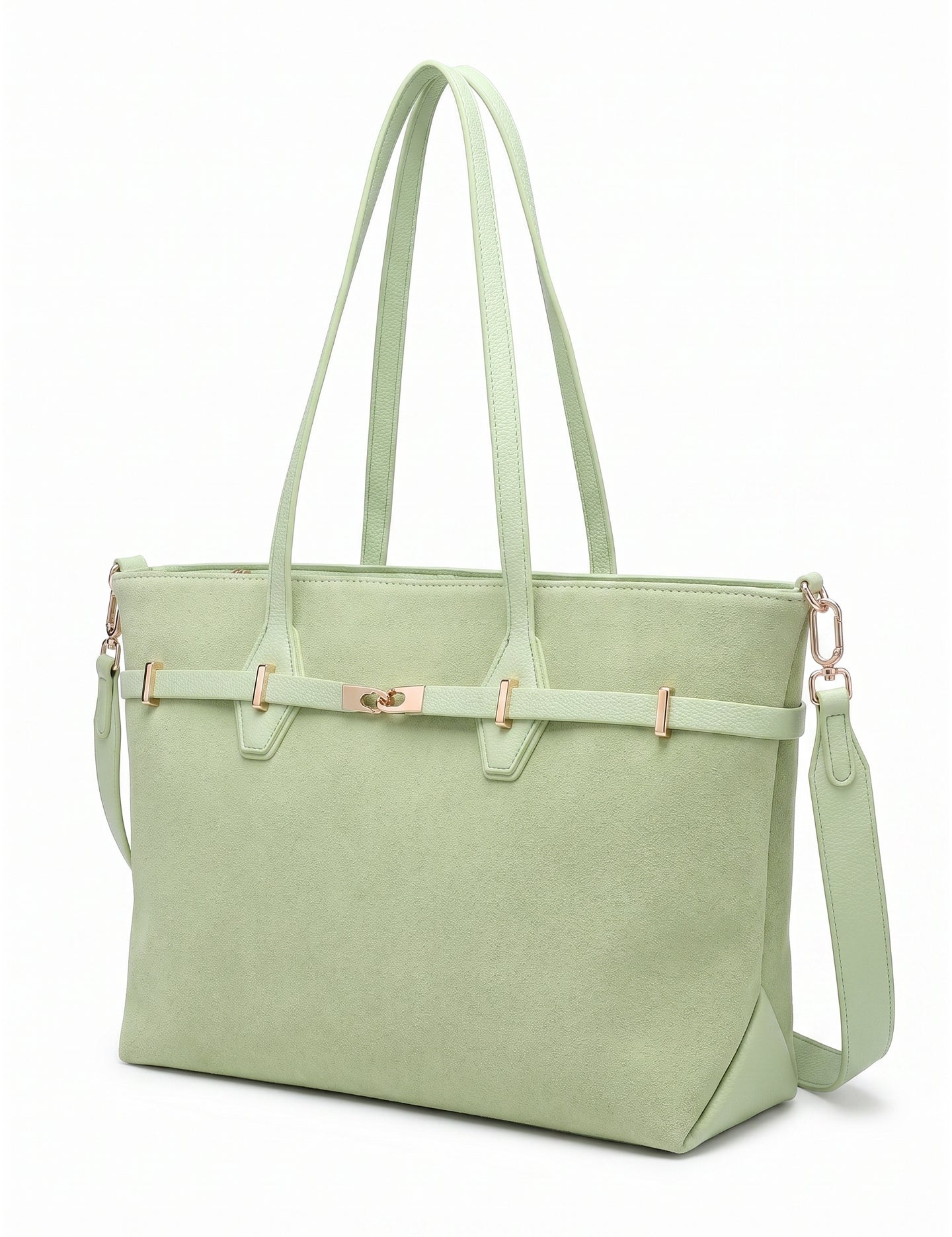 Borsa a Mano in Pelle Vegana Verde