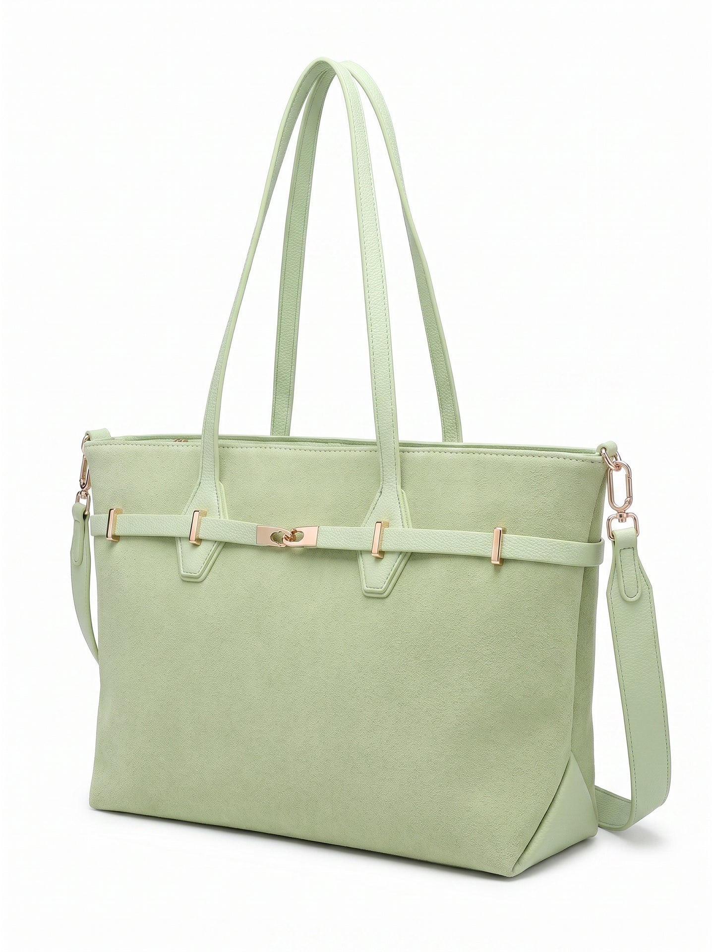 Borsa a Mano in Pelle Vegana Verde