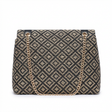 Bolso de hombro de poliéster negro y beige