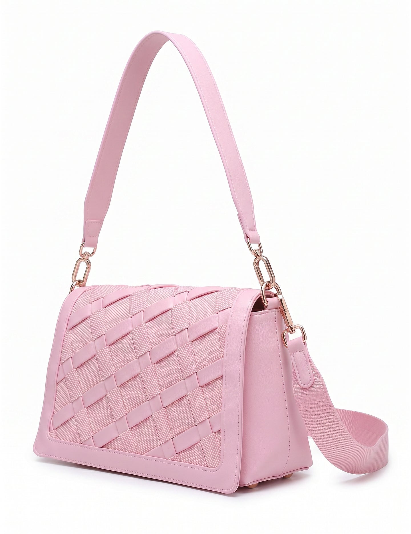 Borsa a Spalla in Pelle Vegana Rosa