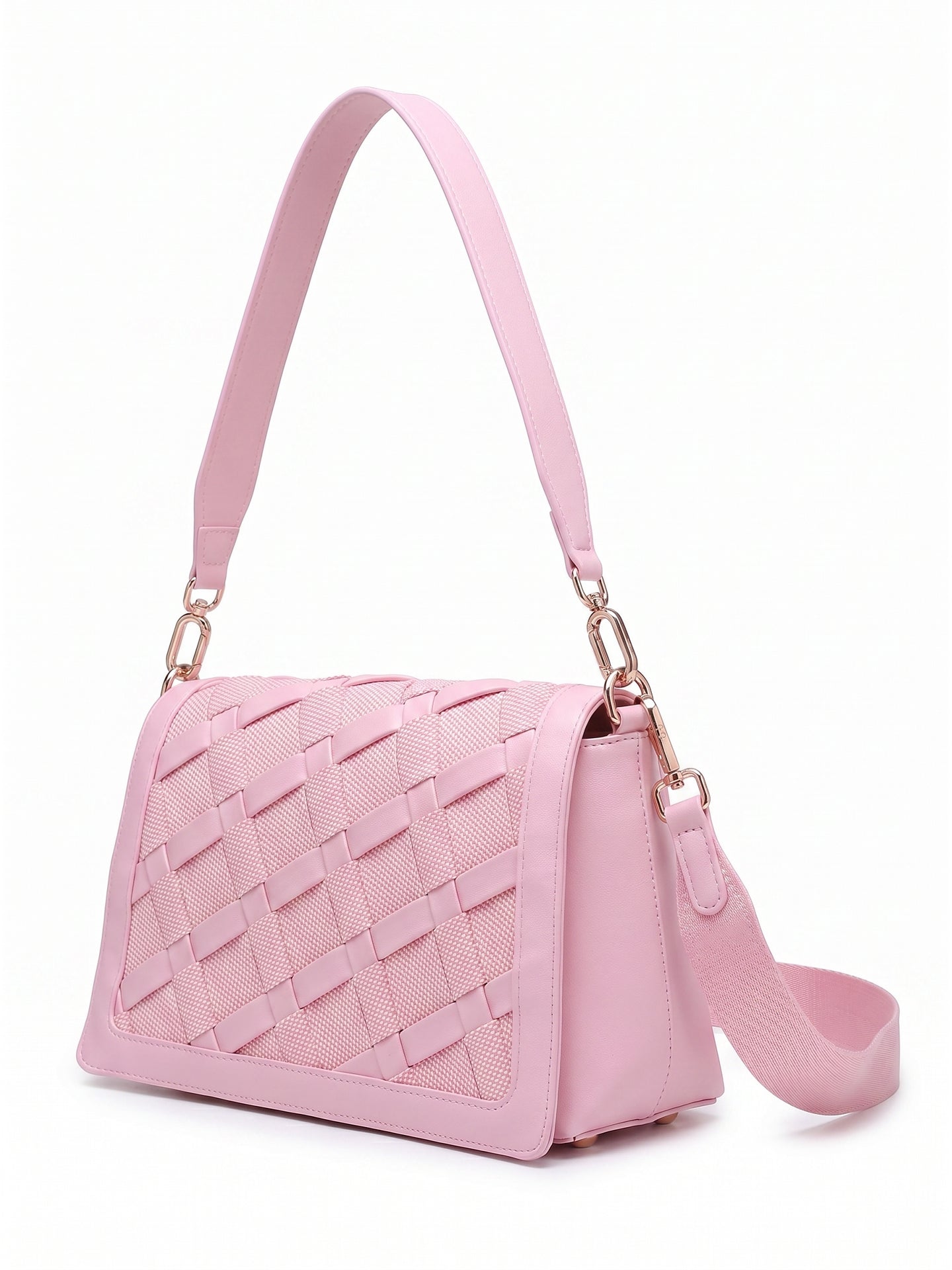 Borsa a Spalla in Pelle Vegana Rosa