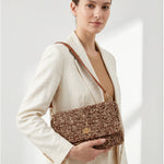 Borsa a Tracolla in Woven Straw Marrone