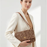 Borsa a Tracolla in Woven Straw Marrone