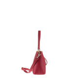 Bolso de hombro de piel auténtica color rubí