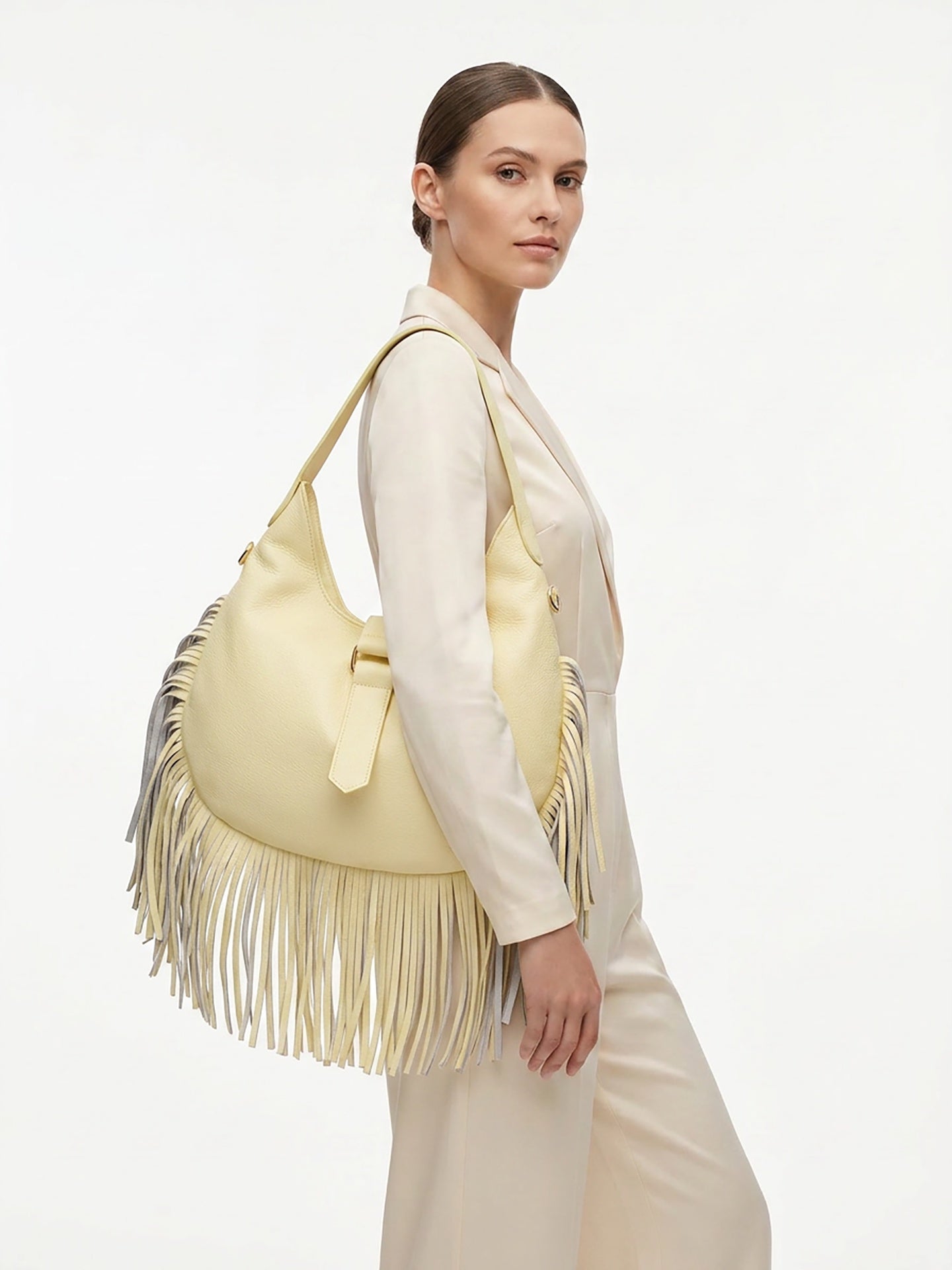 Borsa a Mano in Dollaro Leather Giallo