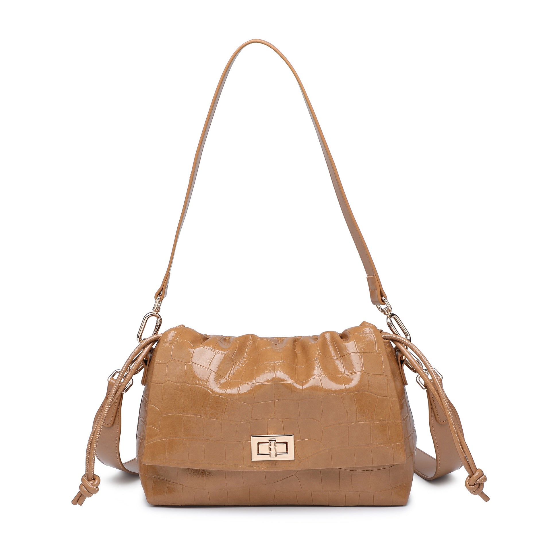 Borsa a Spalla in Pelle Vegana Marrone