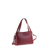 Bolso de hombro de piel auténtica color burdeos