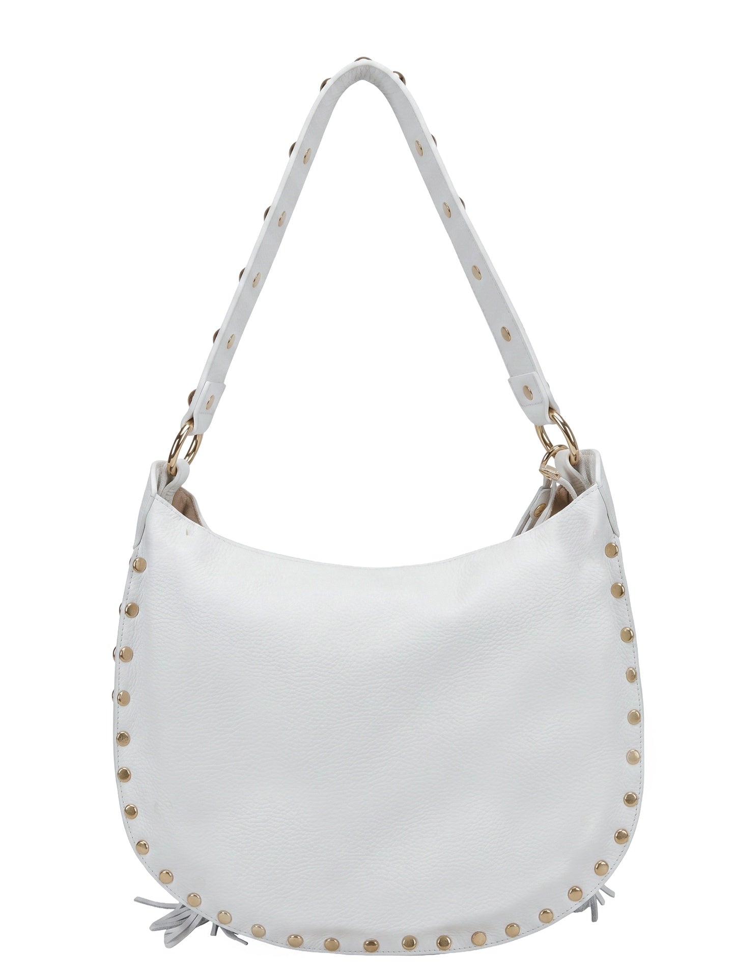 Borsa a Spalla in Dollaro Leather Bianco
