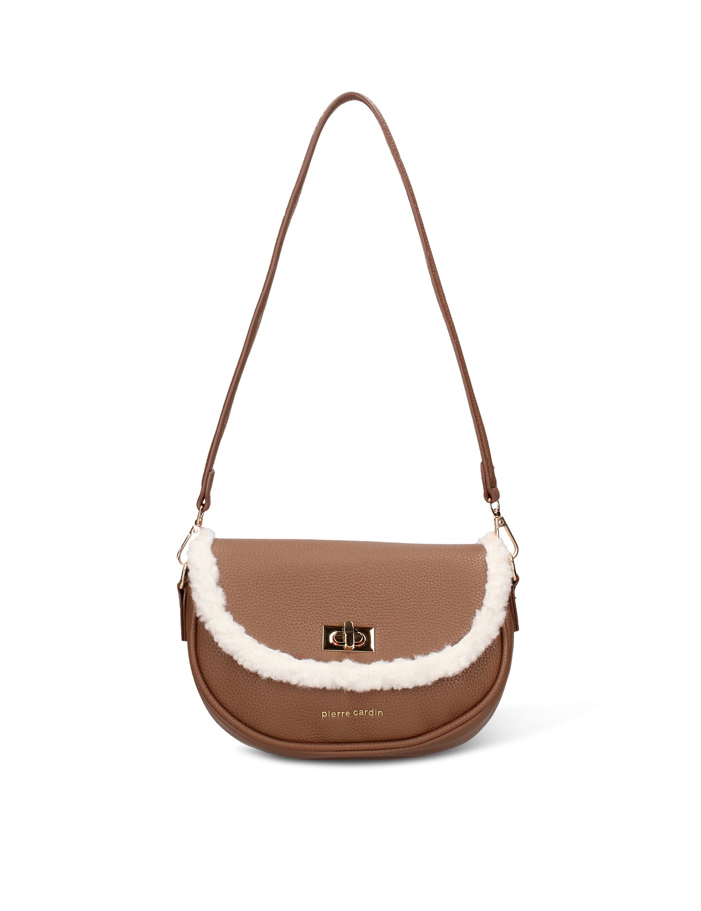 Borsa a Spalla in Pelle Vegana Taupe Pierre Cardin