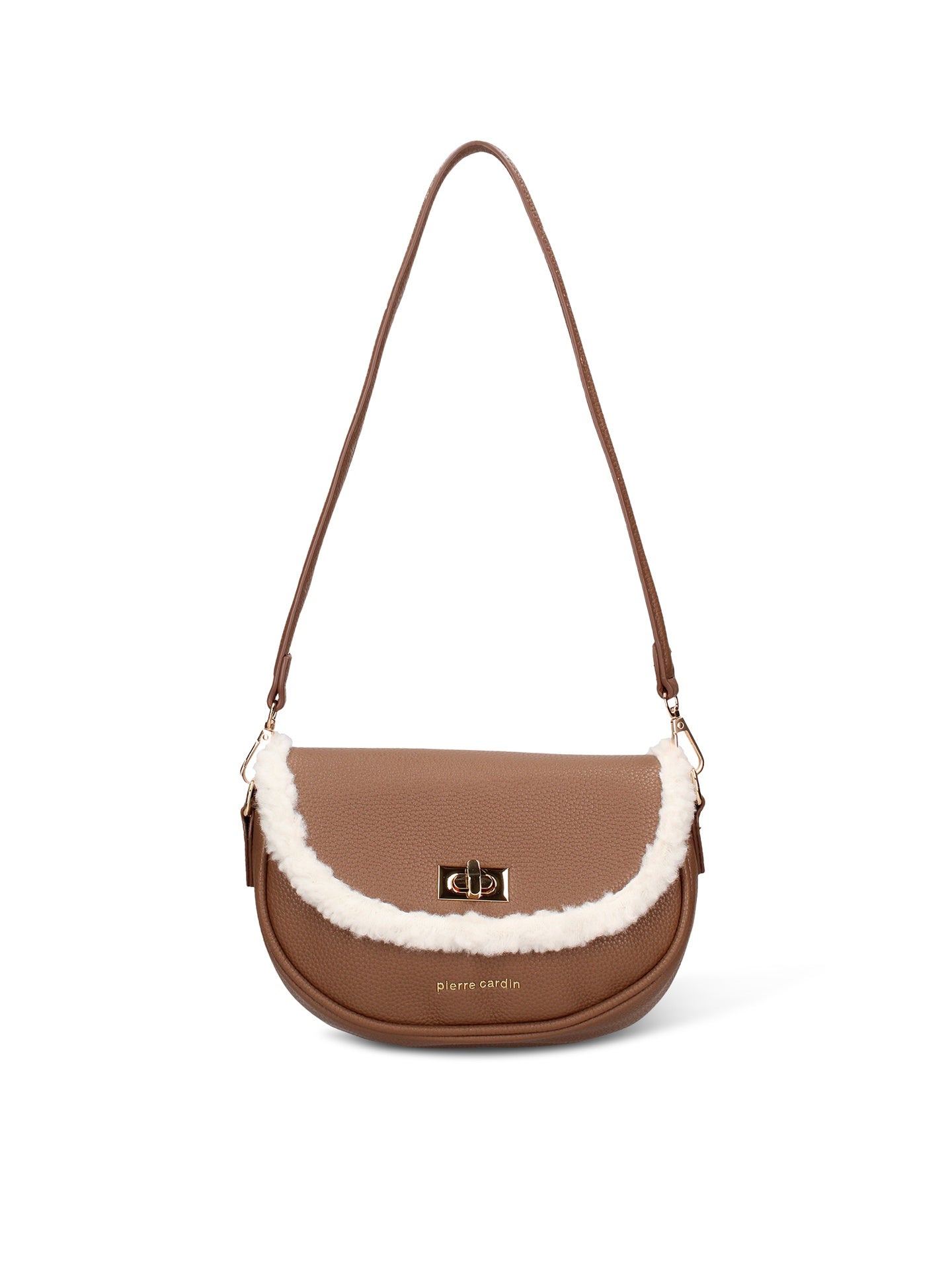 Borsa a Spalla in Pelle Vegana Taupe Pierre Cardin