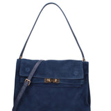 Borsa a Mano in Vera Pelle Blu Jeans