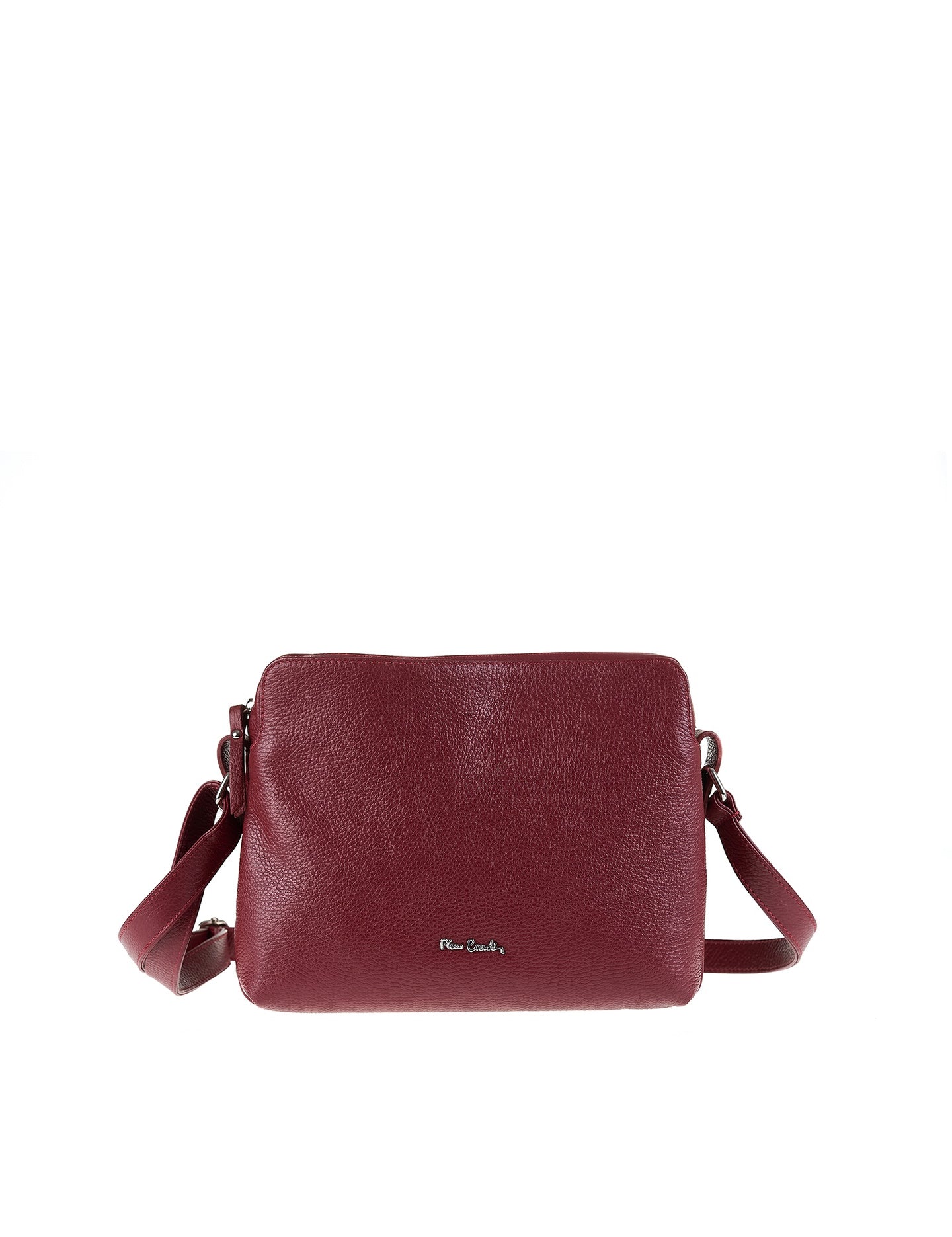 Borsa a Tracolla in Vera Pelle Bordeaux Pierre Cardin