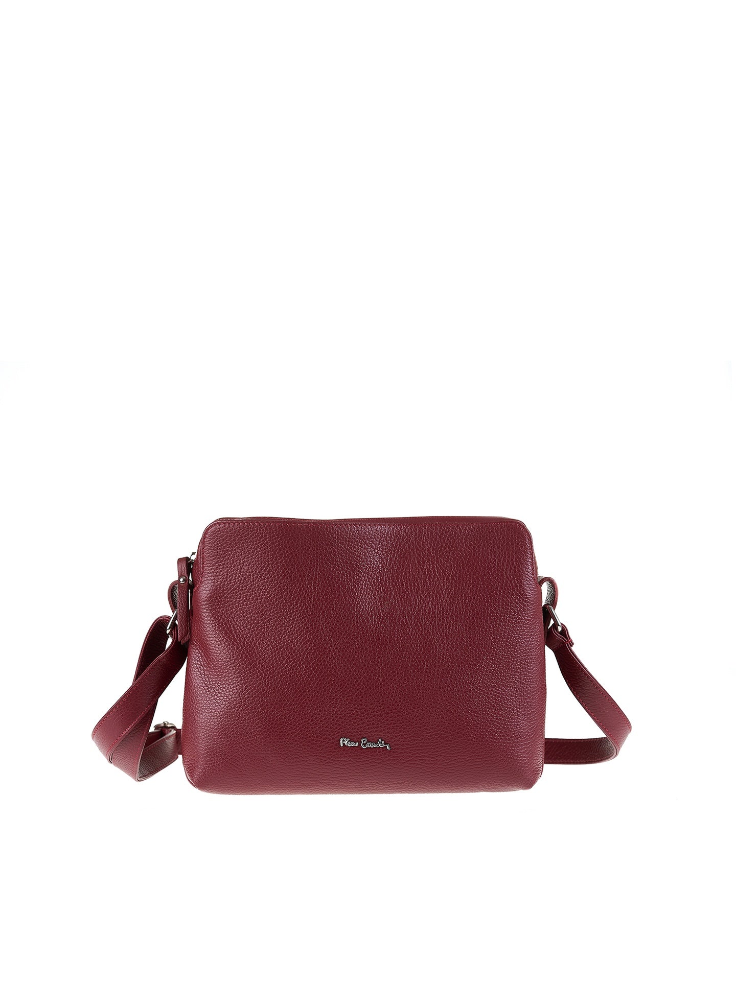 Borsa a Tracolla in Vera Pelle Bordeaux Pierre Cardin