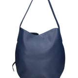 Borsa a Mano in Vera Pelle Blu Jeans