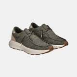 Scarpa stringata in Tessuto Verde Militare