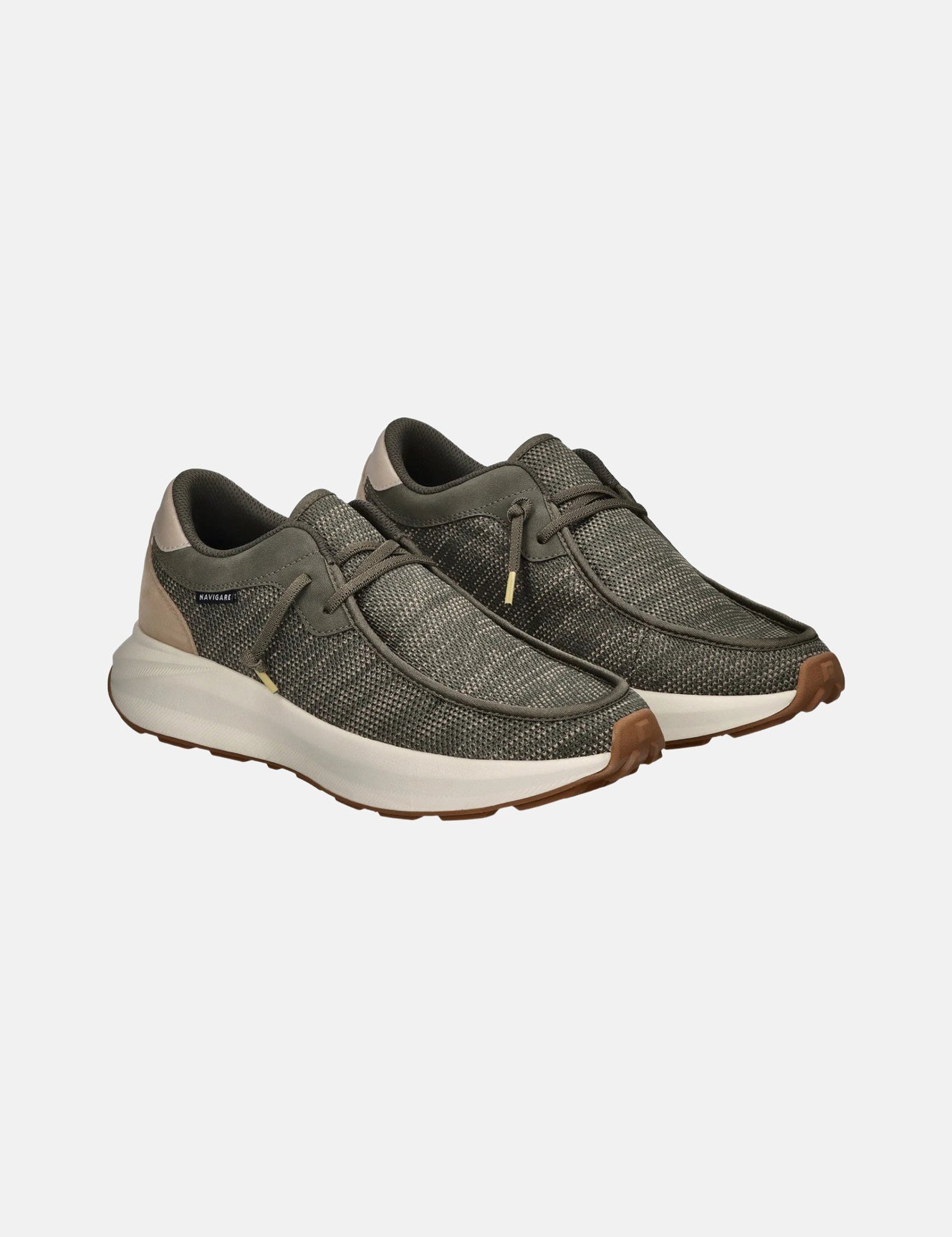 Scarpa stringata in Tessuto Verde Militare
